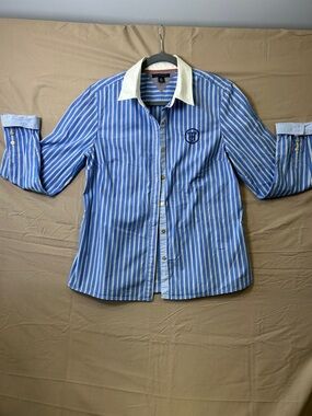 Tommy Hilfiger Blue & White Vertical Stripe Button-Down Shirt